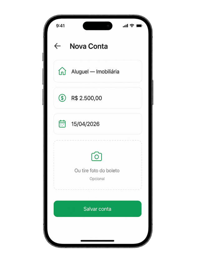 Tela de cadastro de conta no Negócio Esperto